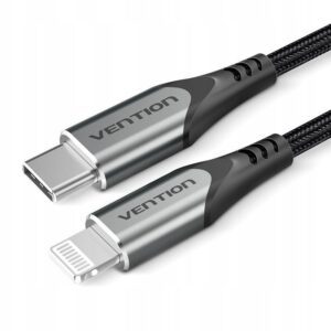 Cable USB 2.0 Tipo-C Lightning Vention TACHF/ USB Tipo-C Macho - Lightning Macho/ Hasta 27W/ 480Mbps/ 1m/ Gris 6922794743434 TACHF VEN-CAB TACHF