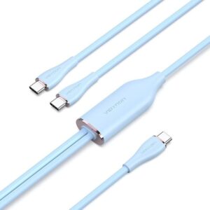 Cable USB Tipo-C Vention CTMSG/ USB Tipo-C Macho - 2 x USB Tipo-C Macho/ Hasta 100W/ 480Mbps/ 1.5m/ Azul 6922794774223 CTMSG VEN-CAB CTMSG