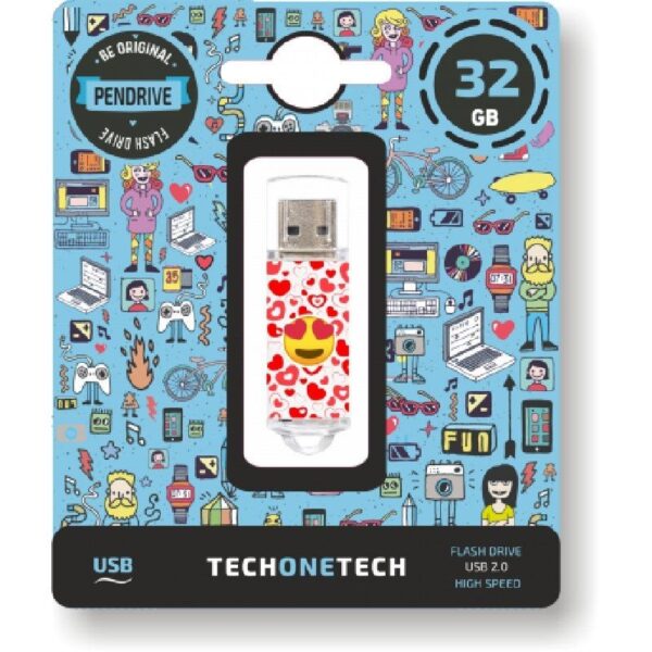 Pendrive 32GB Tech One Tech Emojis Heart Eyes USB 2.0 8436546592419 TEC4502-32 TOT-EMOJIS HE 32GB
