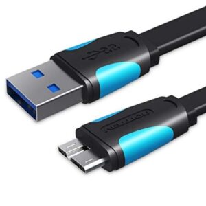 Cable USB 3.0 Vention VAS-A12-B050/ MicroUSB Macho - USB Macho/ 10W/ 5Gbps/ 50cm/ Azul y Negro 6922794716728 VAS-A12-B050 VEN-CAB VAS-A12-B050