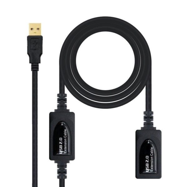 Cable Alargador USB 2.0 Nanocable 10.01.0212/ USB Macho - USB Hembra/ 10m/ Negro 8433281002005 10.01.0212 NAN-CAB 10 01 0212
