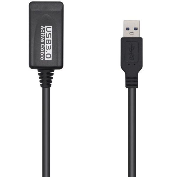 Cable Alargador USB 3.0 con Amplificador Aisens A105-0525/ USB Macho - USB Hembra/ Hasta 9W/ 625Mbps/ 5m/ Negro 8436574705966 A105-0525 AIS-CAB A105-0525