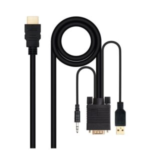Cable Conversor Nanocable 10.15.4350/ HDMI Macho - VGA Macho - Jack 3.5 Macho - USB Macho/ 1.8m/ Negro 8433281013834 10.15.4350 NAN-CAB 10 15 4350