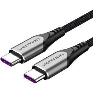 Cable USB 2.0 Tipo-C 5A 100W Vention TAEHH/ USB Tipo-C Macho - USB Tipo-C Macho/ Hasta 100W/ 480Mbps/ 2m/ Gris 6922794751071 TAEHH VEN-CAB TAEHH