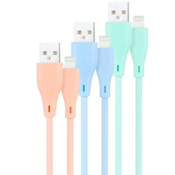 Cables USB 2.0 Lightning Nanocable 10.10.0401-A1/ USB Macho - Lightning Macho/ 1m/ 3 Unidades/ Rosa