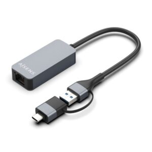 Adaptador USB 3.2 Gen1 Aisens A109-0710/ USB Macho - USB Tipo-C Macho - RJ45 Hembra/ 2500Mbps/ 15cm/ Gris 8436574708479 A109-0710 AIS-ADP A109-0710