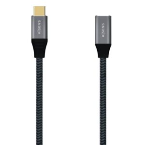 Cable Alargador USB 3.2 Tipo-C Aisens A107-0635 20GBPS 5A 100W/ USB Tipo-C Macho - USB Tipo-C Hembra/ Hasta 100W/ 2500Mbps/ 1m/ Gris 8436574707298 A107-0635 AIS-CAB A107-0635