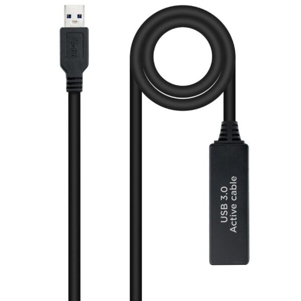 Cable Alargador Amplificador USB 3.0 Nanocable 10.01.0312/ USB Macho - USB Hembra/ 10m/ Negro 8433281008243 10.01.0312 NAN-CAB 10 01 0312