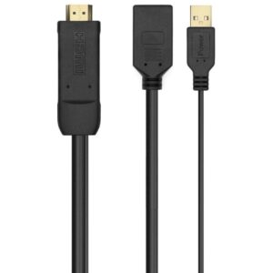 Cable Conversor 4K Aisens A122-0642/ HDMI Macho - DisplayPort Hembra - USB Macho/ Hasta 10W/ 2250Mbps/ 10cm + 10cm/ Negro 8436574707373 A122-0642 AIS-CAB A122-0642