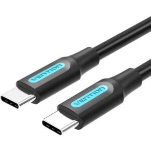 Cable USB 2.0 Tipo-C Vention COSBI/ USB Tipo-C Macho - USB Tipo-C Macho/ Hasta 60W/ 480Mbps/ 3m/ Negro 6922794749474 COSBI VEN-CAB COSBI