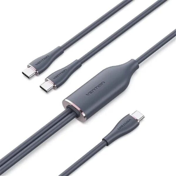 Cable USB 2.0 Tipo-C Vention CTMBG/ USB Tipo-C Macho - 2 x USB Tipo-C Macho/ Hasta 100W/ 480Mbps/ 1.5m/ Negro 6922794774209 CTMBG VEN-CAB CTMBG