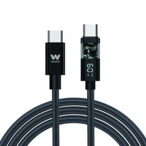 Cable USB 2.0 Tipo-C Woxter PE26-185/ USB Tipo-C Macho - USB Tipo-C Macho/ Hasta 60W/ 480Mbps/ 2m/ Negro 8435089038965 PE26-185 WOX-CAB PE26-185