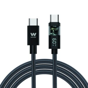 Cable USB 2.0 Tipo-C Woxter PE26-186/ USB Tipo-C Macho - USB Tipo-C Macho/ Hasta 100W/ 480Mbps/ 2m/ Negro 8435089038972 PE26-186 WOX-CAB PE26-186