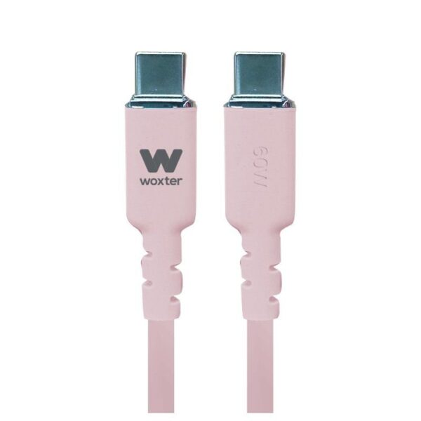 Cable USB 2.0 Tipo-C Woxter PE26-187/ USB Tipo-C Macho - USB Tipo-C Macho/ Hasta 60W/ 480Mbps/ 1.2m/ Rosa 8435089038989 PE26-187 WOX-CAB PE26-187