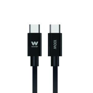 Cable USB 2.0 Tipo-C Woxter PE26-190/ USB Tipo-C Macho - USB Tipo-C Macho/ Hasta 100W/ 480Mbps/ 2m/ Negro 8435089039016 PE26-190 WOX-CAB PE26-190