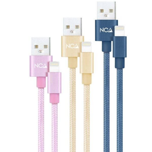 Cables USB 2.0 Lightning Nanocable 10.10.0401-CO2/ USB Macho - Lightning Macho/ 1m/ 3 Unidades/ Rosa