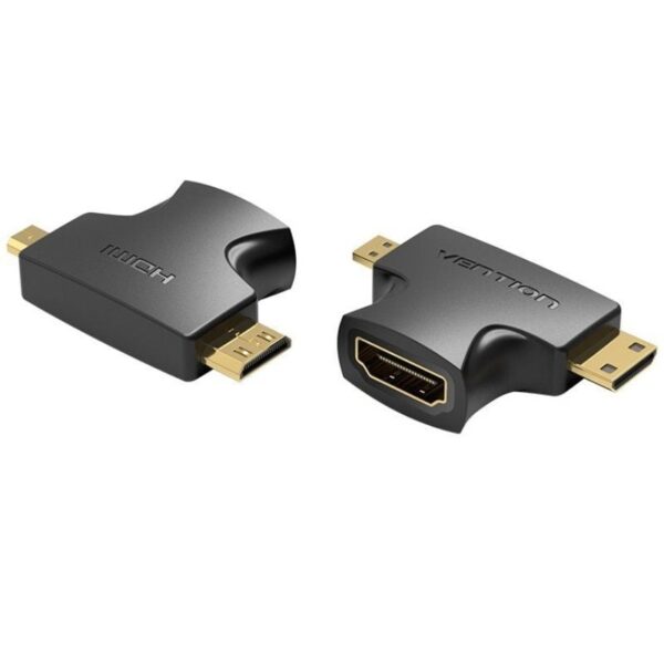 Adaptador HDMI 2 en 1 Vention AGFB0/ HDMI Hembra - Micro HDMI Macho - Mini HDMI Macho 6922794748064 AGFB0 VEN-ADP AGFB0