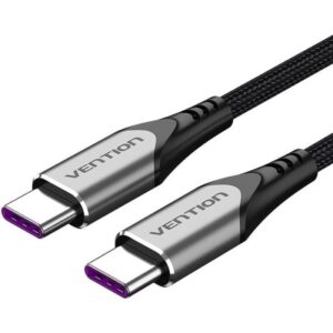 Cable USB 2.0 Tipo-C 5A 100W Vention TAEHF/ USB Tipo-C Macho - USB Tipo-C Macho/ Hasta 100W/ 480Mbps/ 1m/ Gris 6922794751057 TAEHF VEN-CAB TAEHF