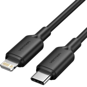 Cable USB 2.0 Tipo-C Lightning Vention LAKBH/ USB Tipo-C Macho - Lightning Macho/ Hasta 27W/ 480Mbps/ 2m/ Negro 6922794783492 LAKBH VEN-CAB LAKBH