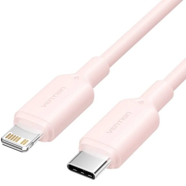 Cable USB 2.0 Tipo-C Lightning Vention LAKPF/ USB Tipo-C Macho - Lightning Macho/ Hasta 27W/ 480Mbps/ 1m/ Rosa 6922794783546 LAKPF VEN-CAB LAKPF