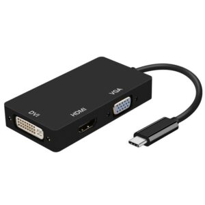 Conversor Aisens A109-0343/ USB Tipo-C Macho - DVI Hembra/ VGA Hembra / HDMI Hembra/ 15cm/ Negro 8436574703535 A109-0343 AIS-ADP A109-0343