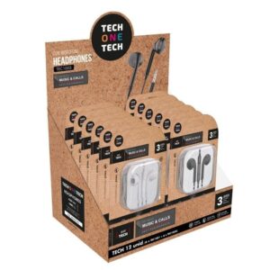 Expositor de Auriculares Tech One Tech EarTECH TEC1003 / con Micrófono/ Jack 3.5/ Incluye 6 Auriculares Blancos y 6 Auriculares Negros 8436546593140 TEC1003 TOT-AUR EXPOSITOR TEC1003