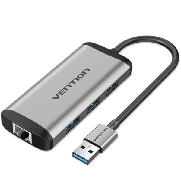 Hub USB 3.0 Vention CKBHB/ 3xUSB/ 1xRJ45/ Gris 6922794742536 CKBHB VEN-HUB CKBHB