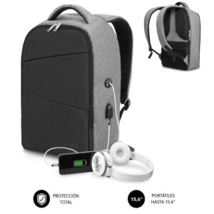 Mochila Subblim Secure V2 AP para Portátiles hasta 15.6"/ Puerto USB/ Antirrobo/ Gris 8436586742133 SUBBP-3SA1100 SUB-MOCHI SEC V2 AP 16 BK