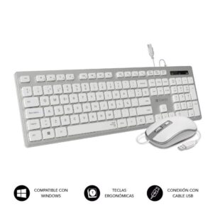 Teclado y Ratón Subblim Combo Wired Ergo Keys Silent Flat HQ/ Plata y Blanco 8436586741884 SUBKBC-CEKE60 SUB-TEC SET CAB ERGO WH SL