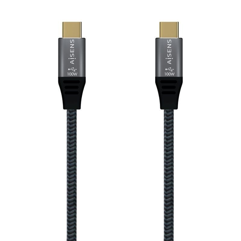 Cable USB 3.2 Tipo-C Aisens A107-0634 20GBPS 5A 100W/ USB Tipo-C Macho - USB Tipo-C Macho/ Hasta 100W/ 2500Mbps/ 2m/ Gris 8436574707281 A107-0634 AIS-CAB A107-0634