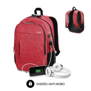 Mochila Subblim Urban Lock para Portátiles hasta 16"/ Puerto USB/ Antirrobo/ Rojo 8436586741358 SUB-BP-1UL0002 SUB-MOCHI BP-1UL0002