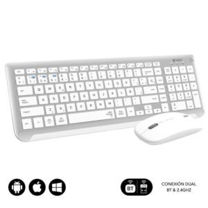 Teclado y Ratón Inalámbrico Subblim Combo Dual Prestige Extendido/ Blanco y Plata 8436586742621 SUBKBC-DCEP10 SUB-TEC COMBO D PRES EXT WH