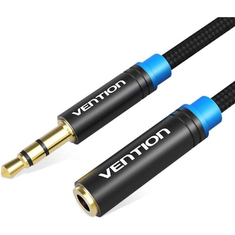 Cable Estéreo Vention VAB-B06-B050-M/ Jack 3.5 Macho - Jack 3.5 Hembra/ 50cm/ Negro 6922794731240 VAB-B06-B050-M VEN-CAB VAB-B06-B050-M