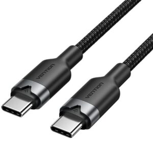 Cable USB 2.0 Tipo-C 3A Vention TRDBH/ USB Tipo-C Macho - USB Tipo-C Macho/ Hasta 60W/ 480Mbps/ 2m/ Negro 6922794783416 TRDBH VEN-CAB TRDBH