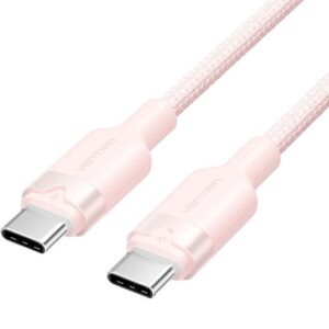 Cable USB 2.0 Tipo-C 3A Vention TRDPF/ USB Tipo-C Macho - USB Tipo-C Macho/ Hasta 60W/ 480Mbps/ 1m/ Rosa 6922794783461 TRDPF VEN-CAB TRDPF