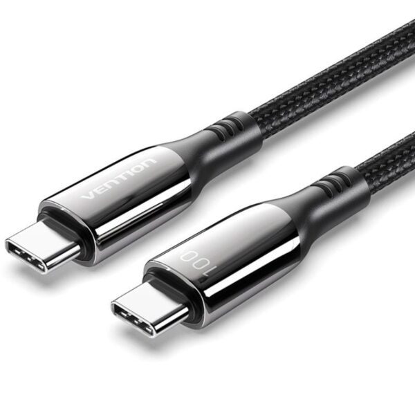 Cable USB 2.0 Tipo-C 5A 100W Vention CTKBAV/ USB Tipo-C Macho - USB Tipo-C Macho/ Hasta 100W/ 480Mbps/ 1.2m/ Negro 6922794772540 CTKBAV VEN-CAB CTKBAV