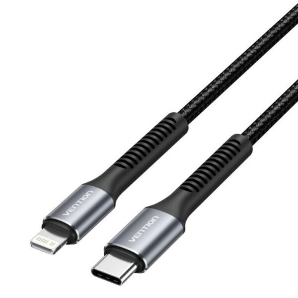 Cable USB Tipo-C Lightning Vention H16BF/ Lightning Macho - USB Tipo-C Macho/ 27W/ 480Mbps/ 1m/ Negro 6922794785298 H16BF VEN-CAB H16BF