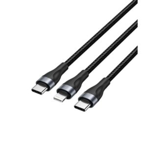 Cable USB Tipo-C Vention H17BAV/ USB Tipo-C Macho - Lightning Macho/ USB Tipo-C Macho/ 60W/ 480Mbps/ 1.2m/ Negro 6922794785304 H17BAV VEN-CAB H17BAV