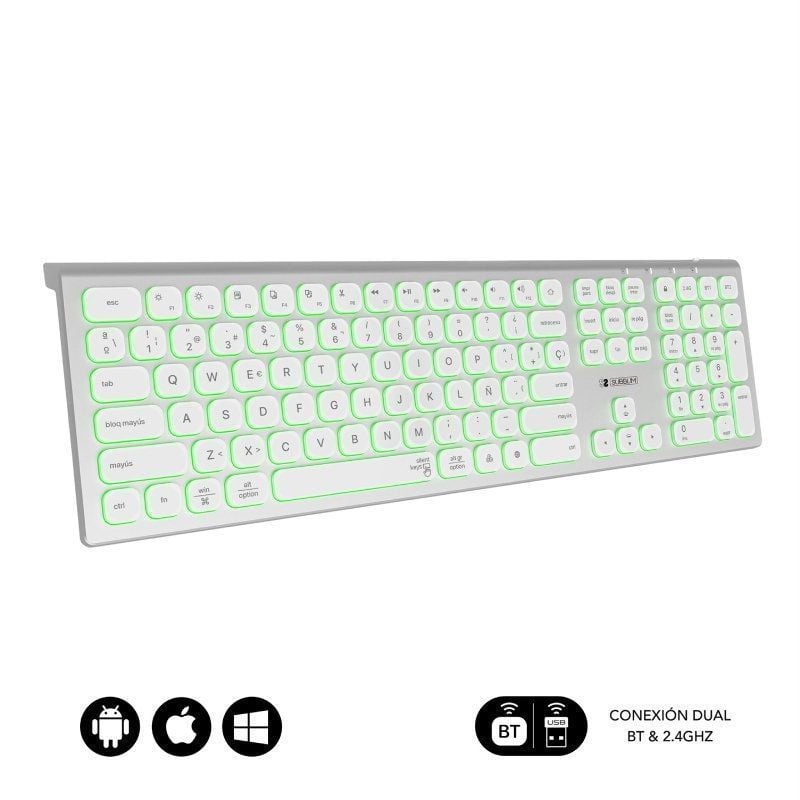 Teclado Inalámbrico Subblim Master/ Plata y Blanco 8436586742652 SUBKB-3MIE300 SUB-TEC MASTER SV WH