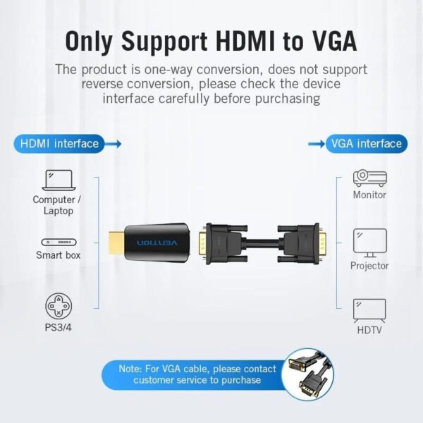 Adaptador Conversor Vention AIDB0/ HDMI Macho a VGA Hembra/ Audio Jack 3.5mm - Imagen 4