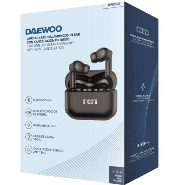 Auriculares Bluetooth Daewoo DW2022 con estuche de carga/ Autonomía 5h/ Negros - Imagen 3