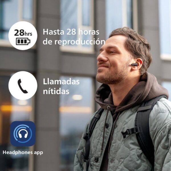 Auriculares Bluetooth Philips TAT2139BK con estuche de carga/ Autonomía 7h/ Negros - Imagen 4