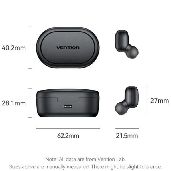 Auriculares Bluetooth Vention Tiny T15 NBDB0 con estuche de carga/ Autonomía 7h/ Negros - Imagen 2