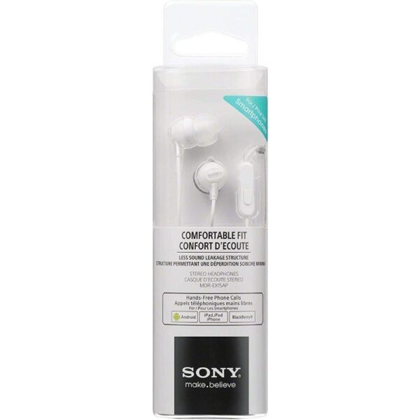 Auriculares Intrauditivos Sony MDR-EX15AP/ con Micrófono/ Jack 3.5/ Blancos - Imagen 3