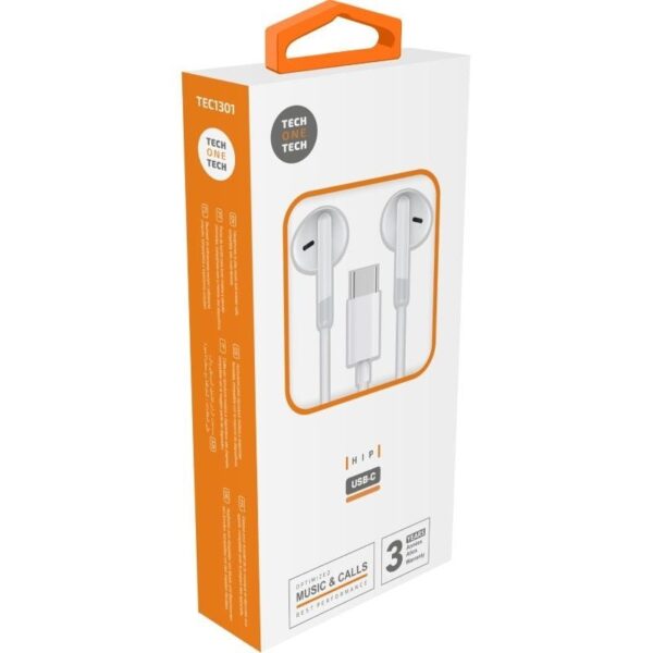 Auriculares Intrauditivos Tech One Tech earTECH TEC1301/ con Micrófono/ USB Tipo-C/ Blancos - Imagen 2