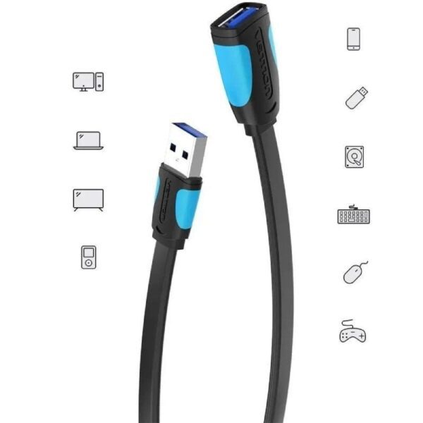 Cable Alargador USB 3.0 Vention VAS-A13-B200/ USB Macho - USB Hembra/ 5Gbps/ 2m/ Negro y Azul - Imagen 2