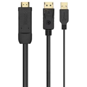 Cable Conversor Aisens A122-0641/ HDMI Macho - DisplayPort Macho + USB Macho/ Hasta 10W/ 2250Mbps/ 10cm + 1.8m/ Negro 8436574707366 A122-0641 AIS-CAB A122-0641