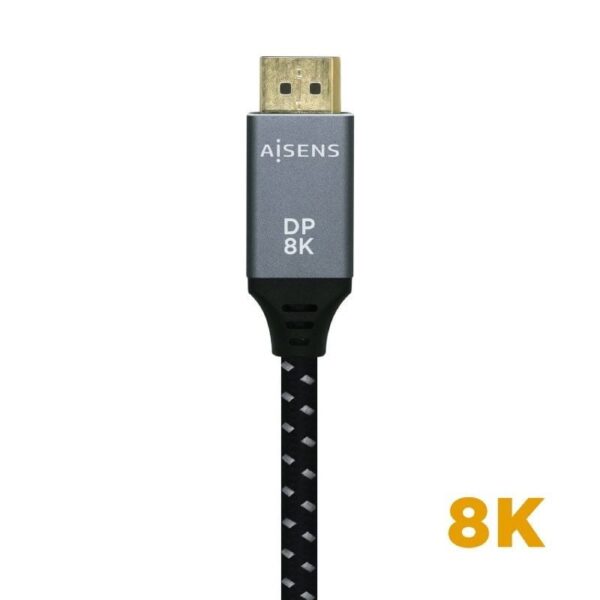 Cable DisplayPort 1.4 8K Aisens A149-0438/ DisplayPort Macho - DisplayPort Macho/ 3m/ Negro Gris - Imagen 2