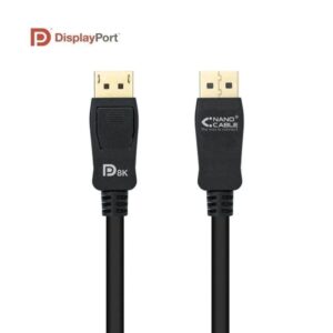 Cable DisplayPort 1.4 8K Nanocable 10.15.2501-L150/ DisplayPort Macho - DisplayPort Macho/ 1.5m/ Certificado/ Negro 8433281010833 10.15.2501-L150 NAN-CAB DP 10 15 2501-L150