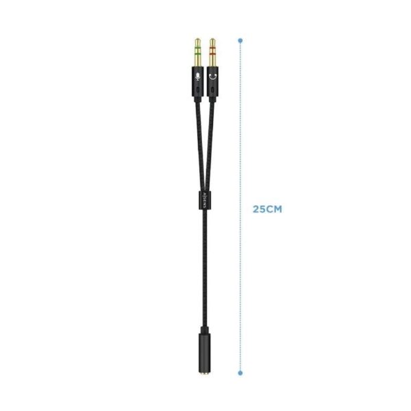 Cable Estéreo Aisens A128-0418/ Jack 3.5 Hembra - 2x Jack 3.5 Macho/ 25cm/ Negro - Imagen 2